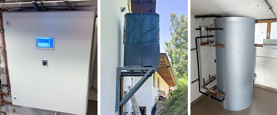 neue Wärmepumpe mit Pufferspeicher und Wechselrichter