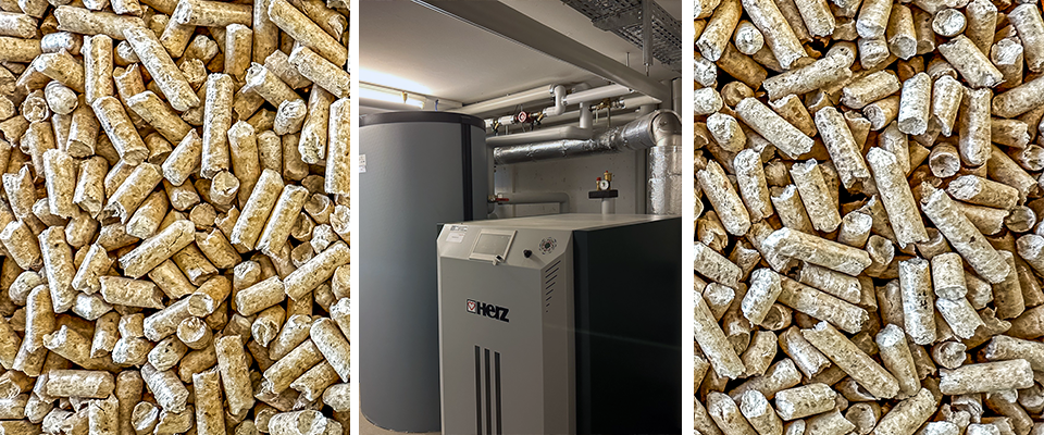 Pellets und neue Heizung in Heizraum