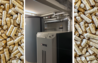 Pellets und neue Heizung in Heizraum